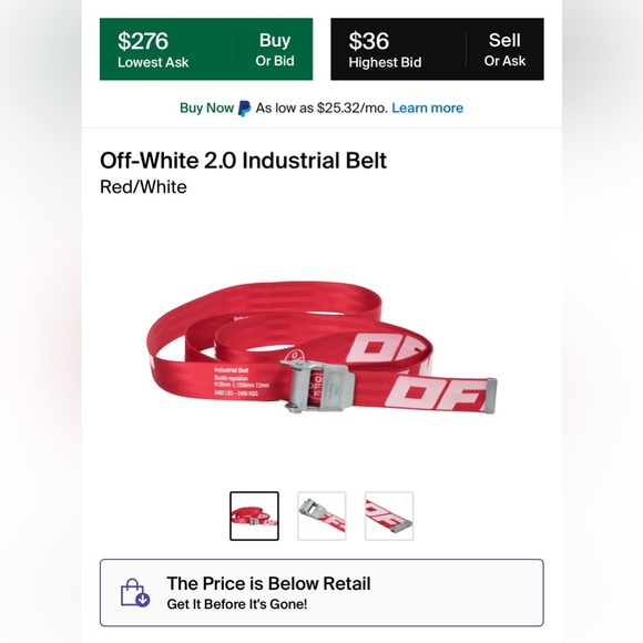 Off-White 2.0 Industrial Belt Red/White